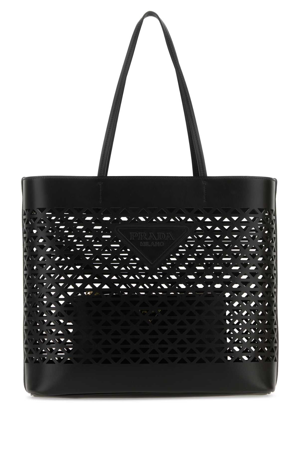 Black Leather Shopping Bag Nero Exterior: Borse A Mano
