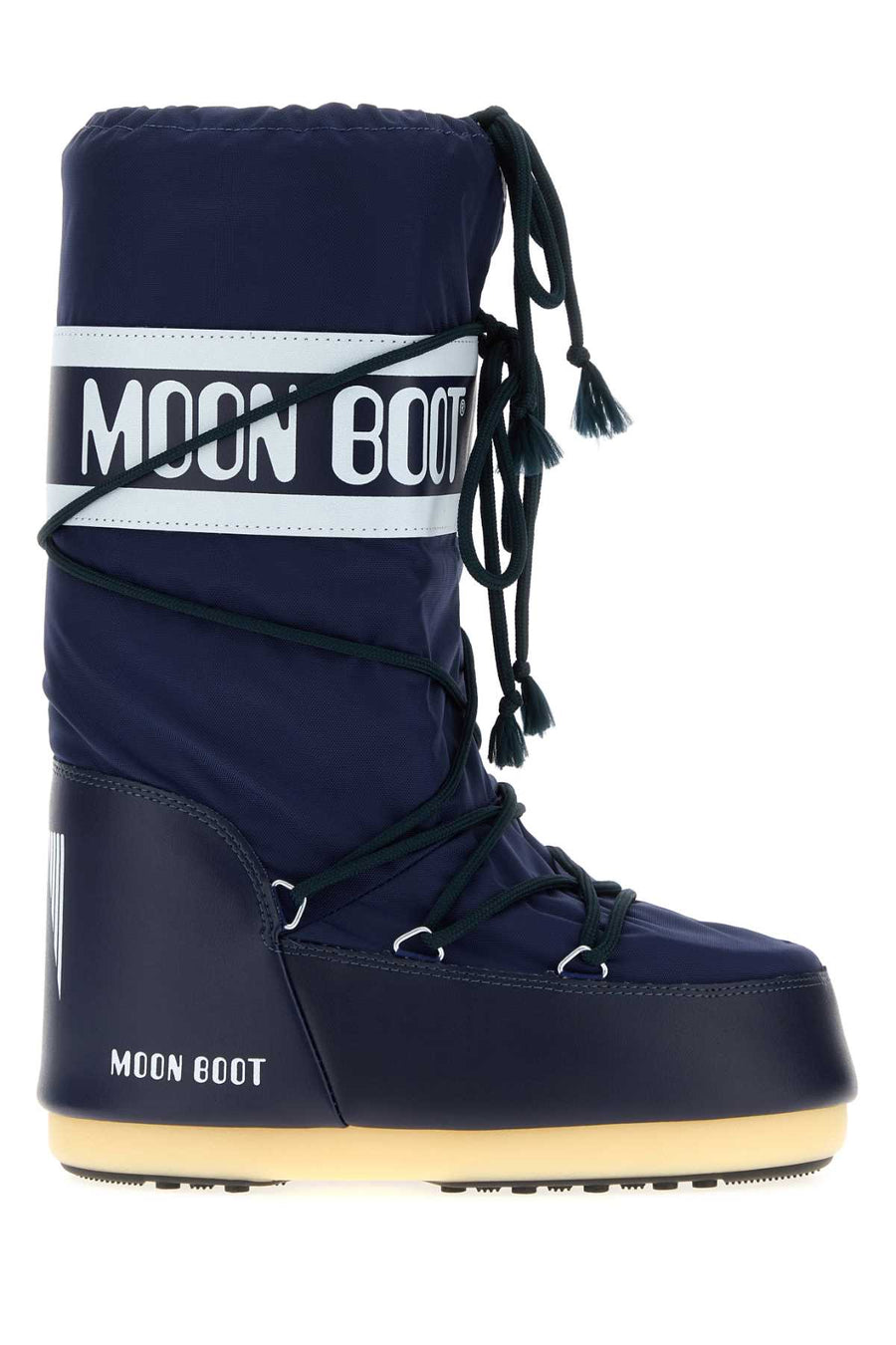 Moon Boot Icon Exterior: 100% Nylon; Interior: 100% Fabric; Sole: Rubber boot in navy