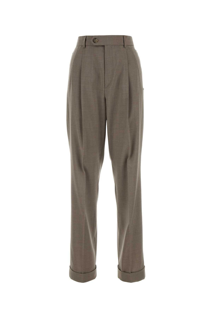 Cappuccino Wool Ferito Pant Tortora Exterior: Virgin Pantaloni