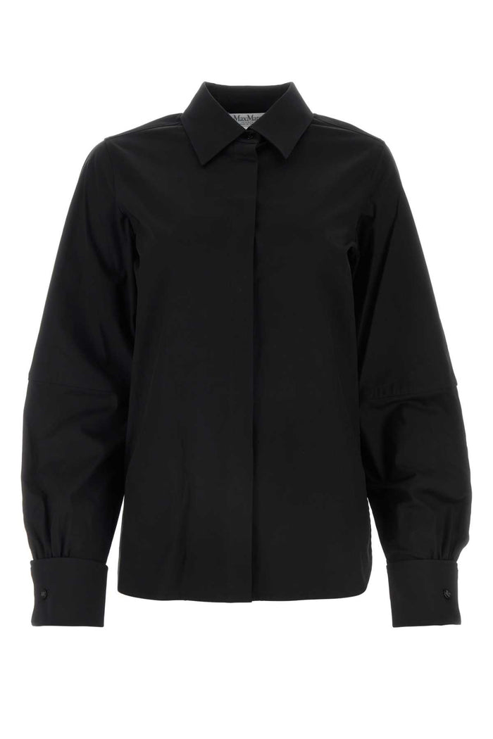Black Stretch Poplin Pagina Shirt Nero Exterior: Cotton Elastane Camicie