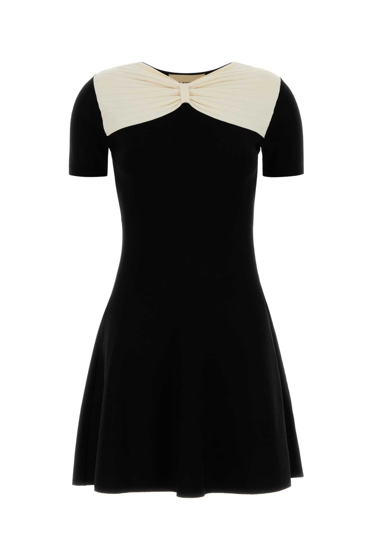Black Viscose Blend Mini Dress Neroavorio Polyester Abiti