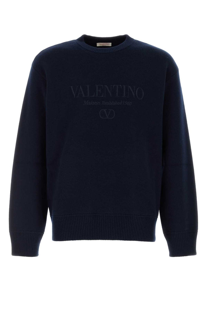 Dark Blue Wool Sweater Navy Exterior: Virgin Maglieria