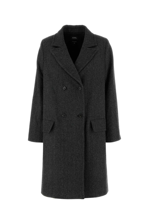 A.P.C. Ginny Exterior: 70% Wool 25% Nylon 5% Other fibers; Lining: 100% Viscose coat in gray