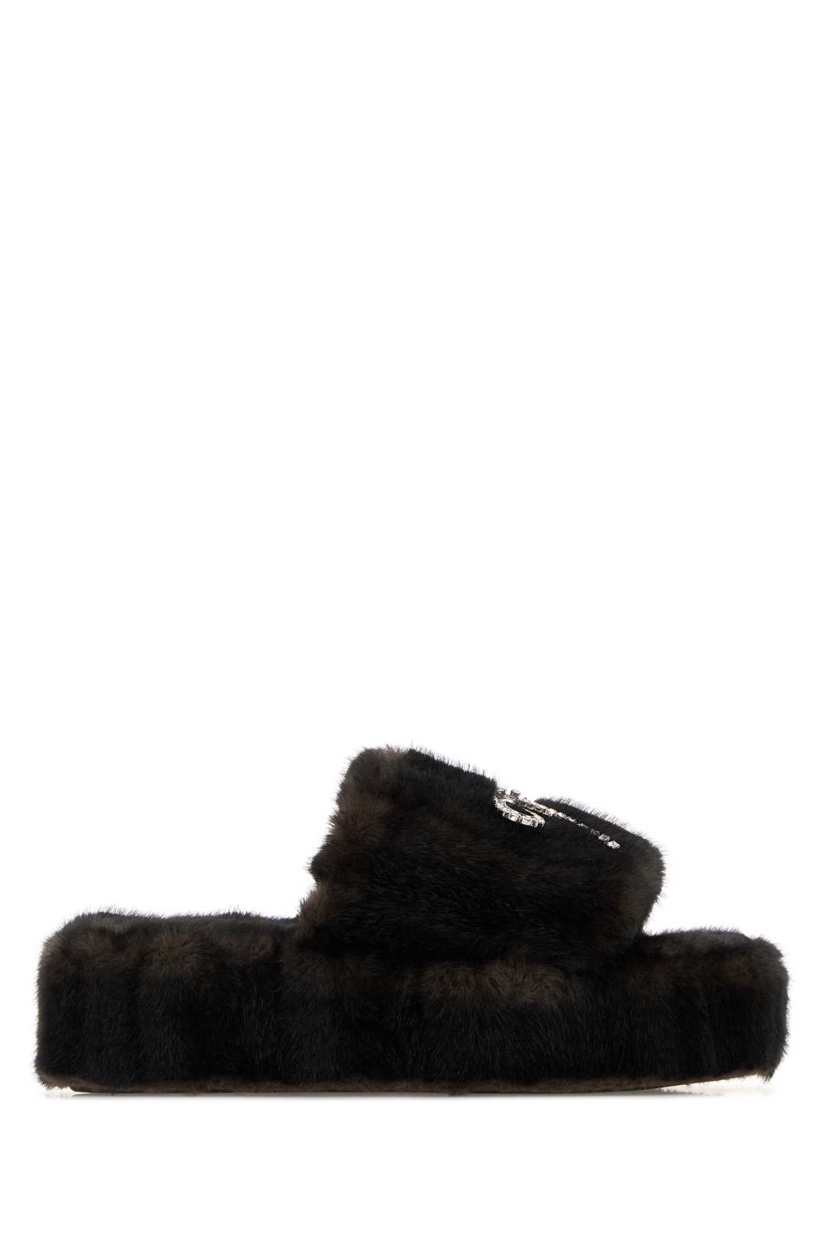 Brown/silver/crystal Slippers