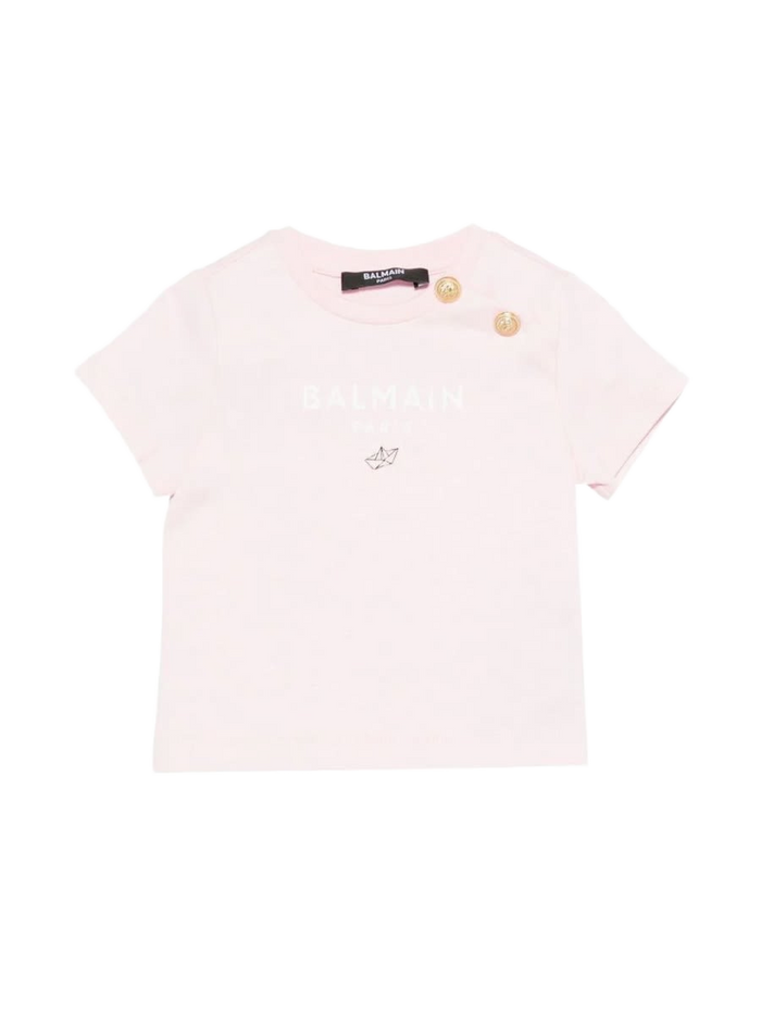 T-Shirt With Logo Pink Cotton T-shirts