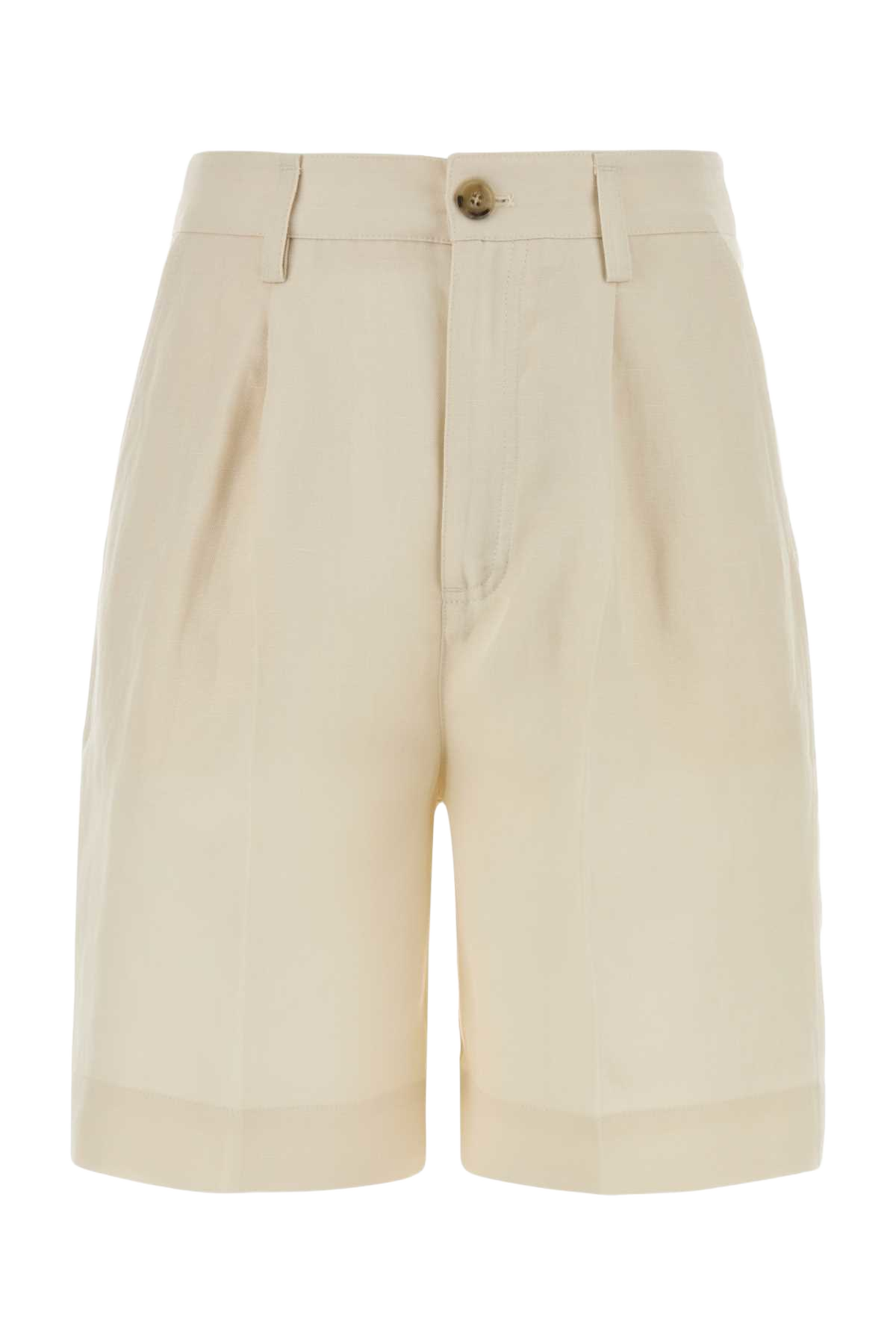 Ivory Lyocell Blend Bermuda Shorts Milkcream Exterior: 26 Linen