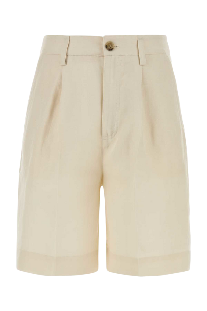 Ivory Lyocell Blend Bermuda Shorts Milkcream Exterior: 26 Linen