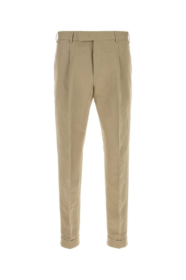 Pt Torino 54% Linen 46% Cotton trousers in beige