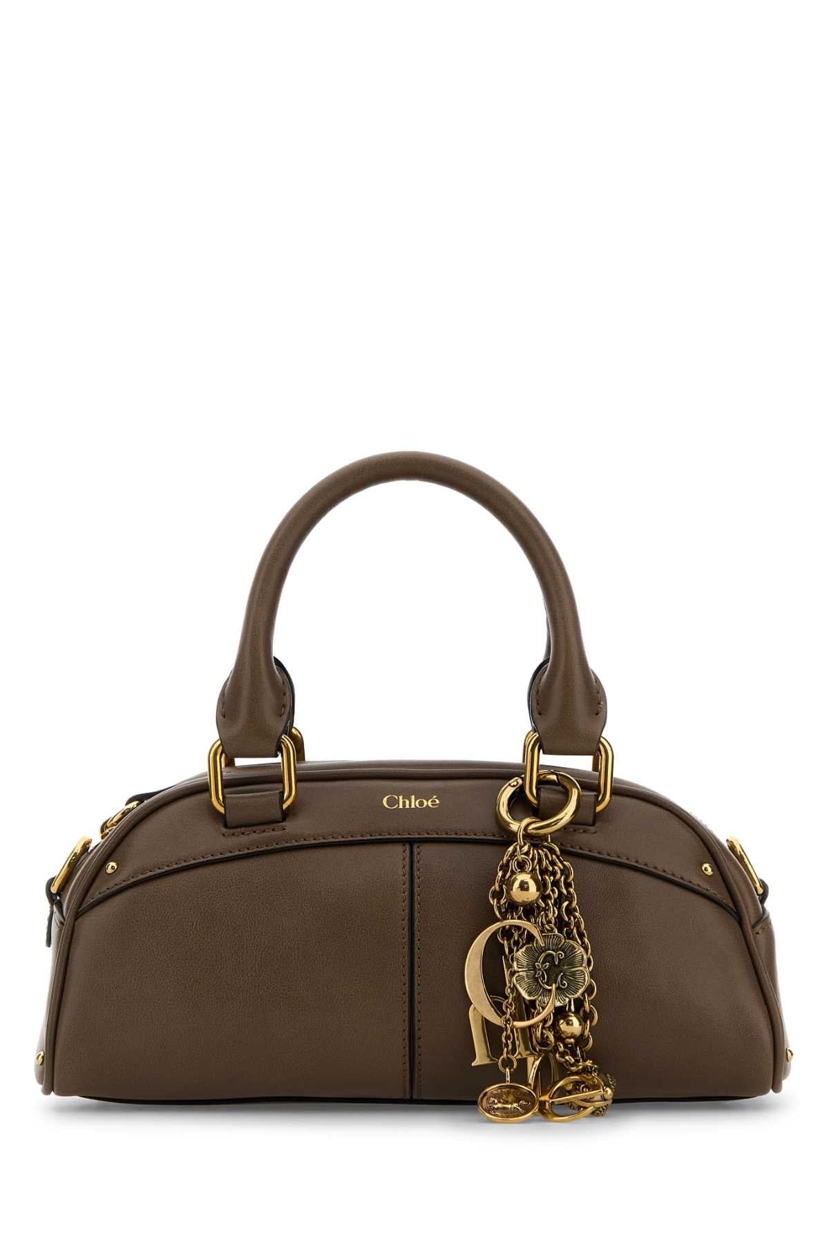 Mud Leather Small Bowling Chloã© Handbag Deeptaupe Borse A Mano