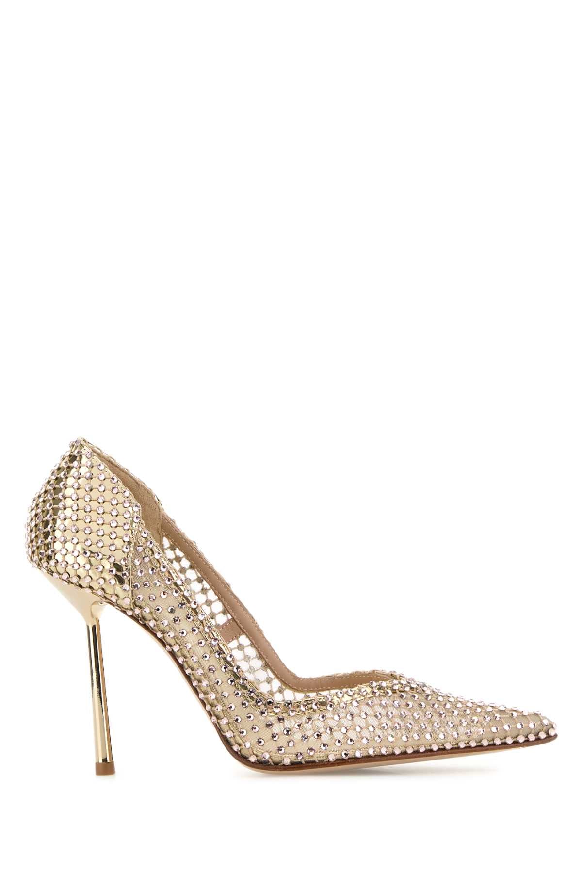 Embellished Mesh Gilda Pumps Platino Scarpe Con Tacco
