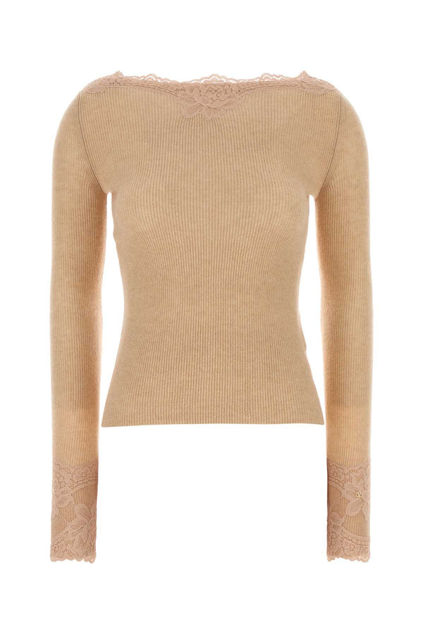 Valentino Garavani Exterior: 100% Cashmere top in beige