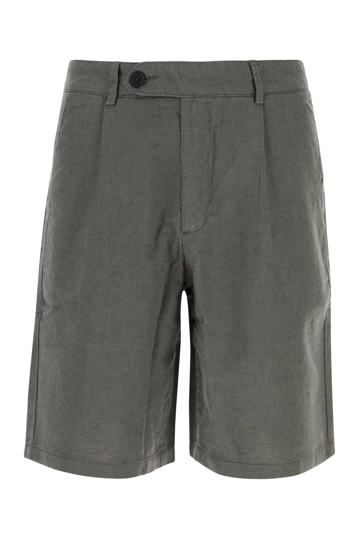 Dark Grey Linen Blend Bermuda Shorts Exterior: Cotton