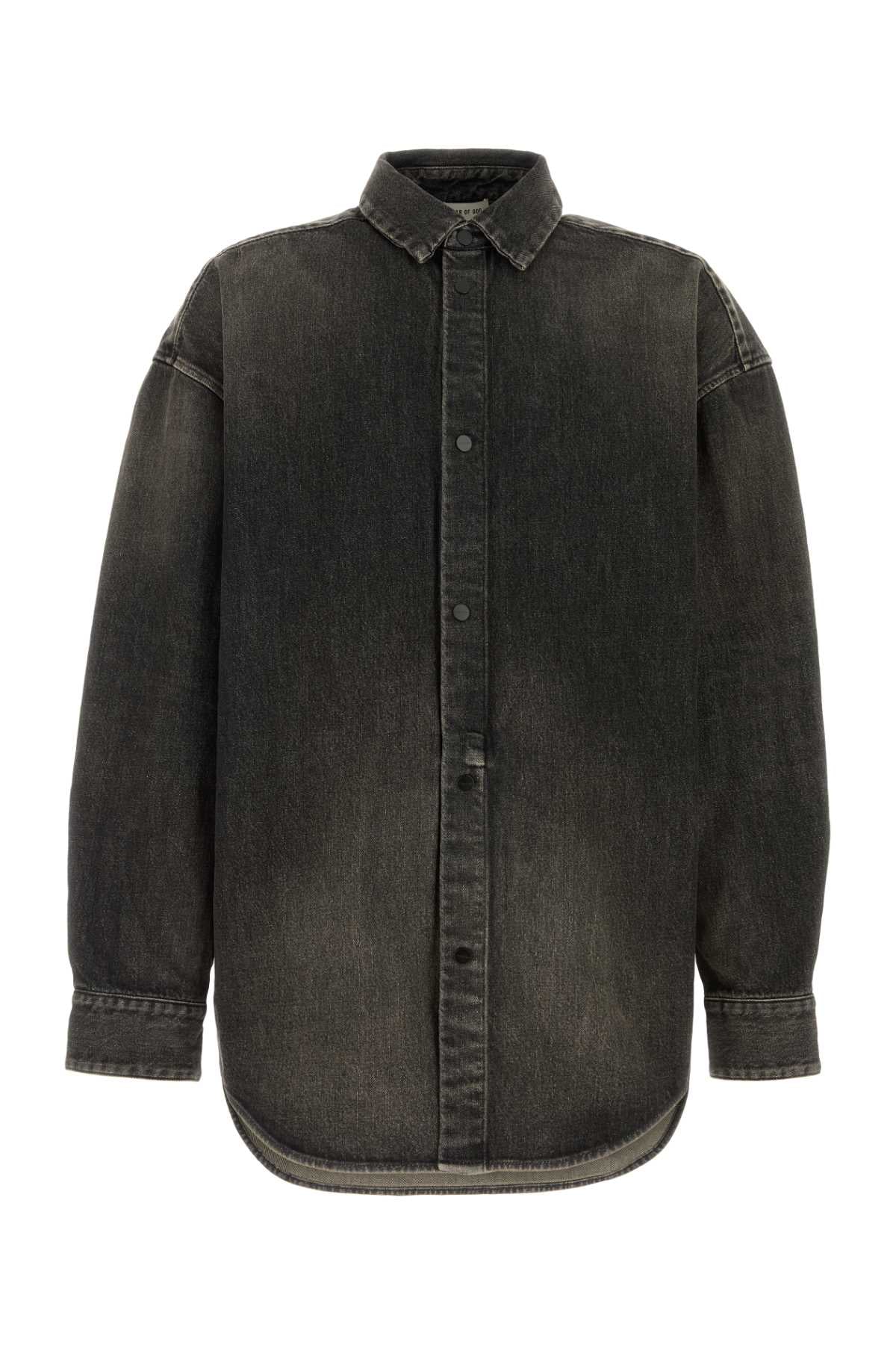 Snap Front Denim Overshirt Wornblack Camicie