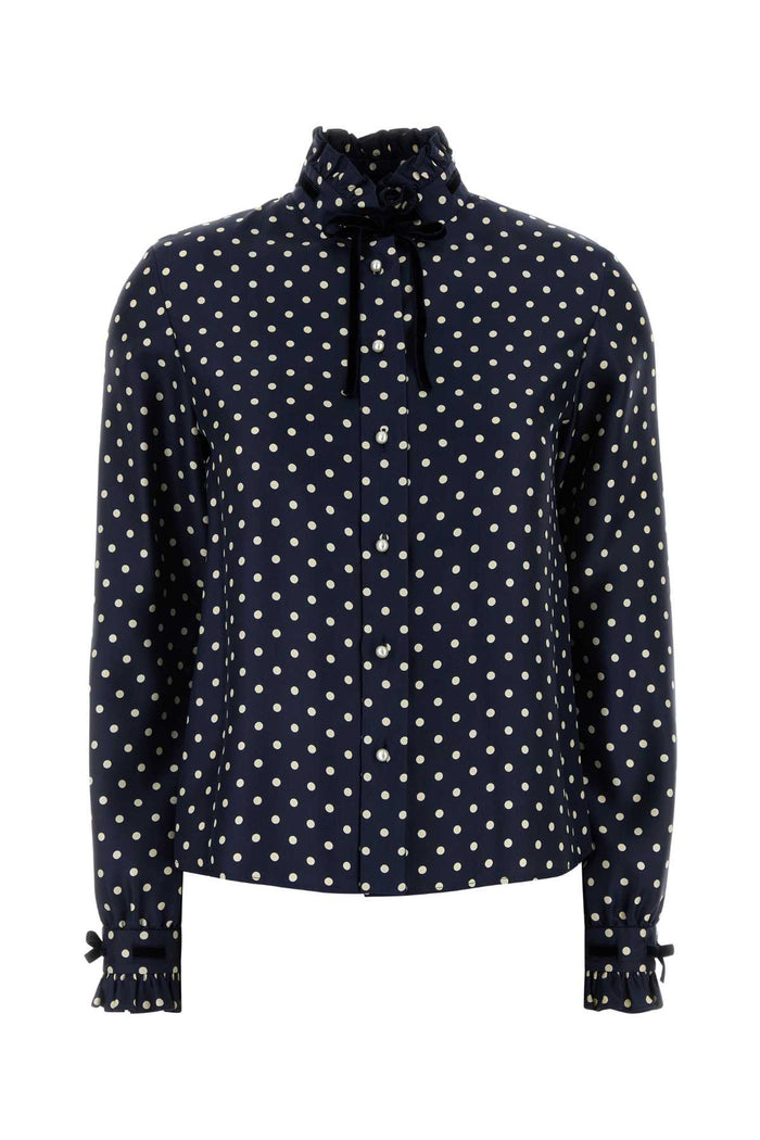 Printed Satin Shirt Navybetulla Exterior: Silk Camicie
