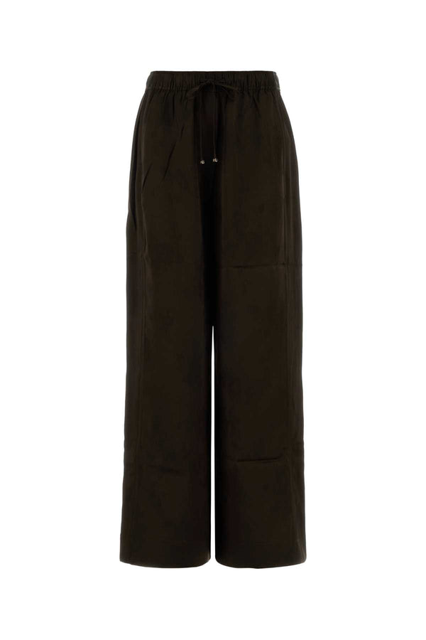 Ganni Satin 75% Acetate trousers in brown