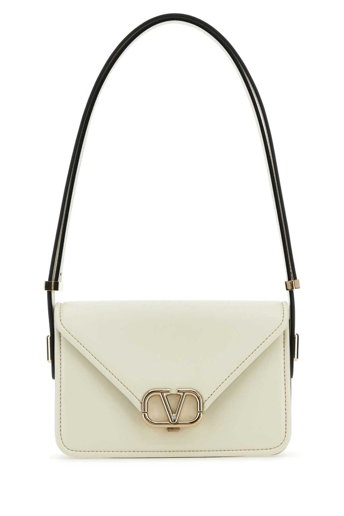 Ivory Leather Vlogo Crossbody Bag Borse A Tracolla