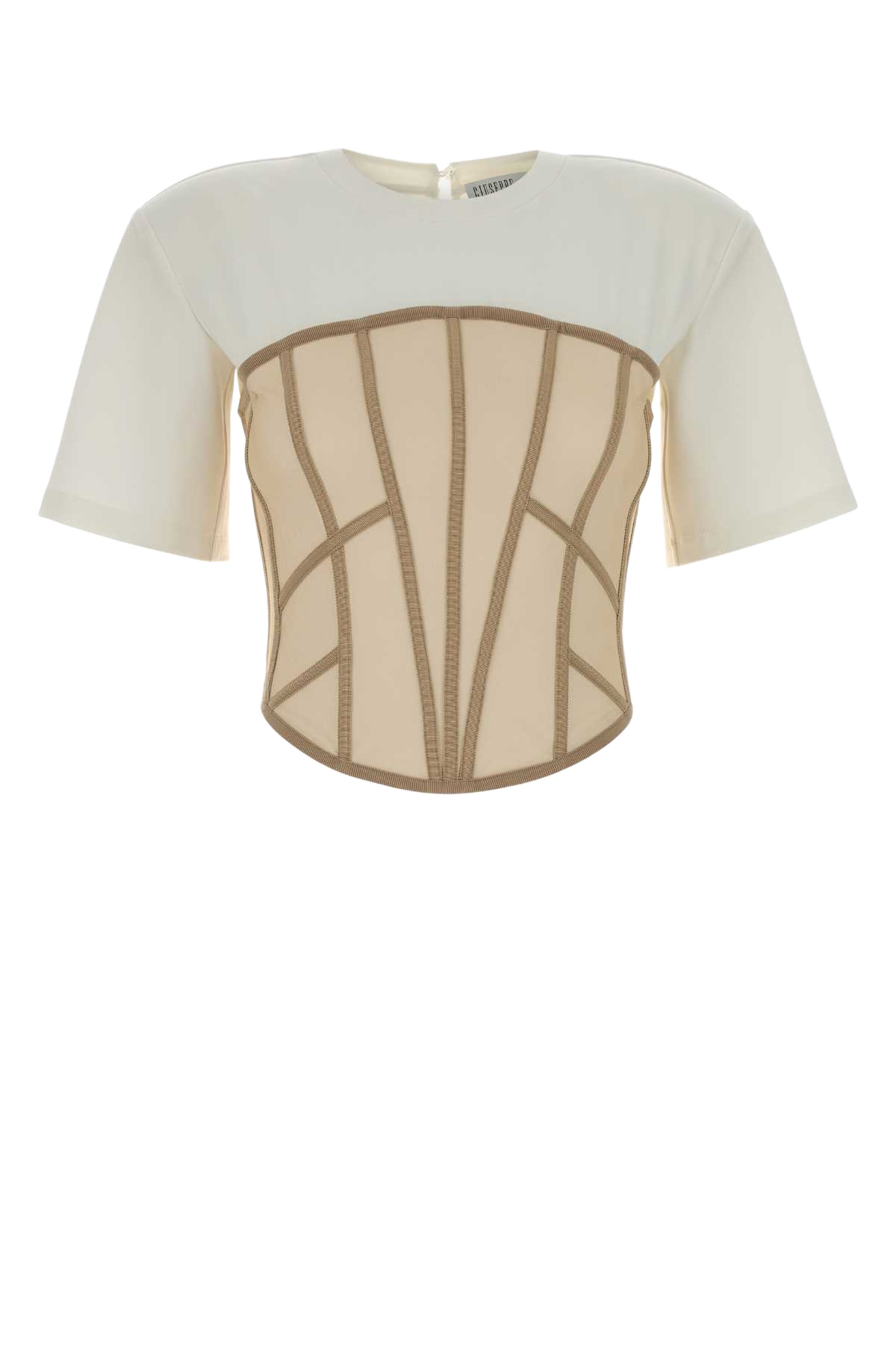 Two-Tone Stretch Jersey And Mesh T-Shirt White