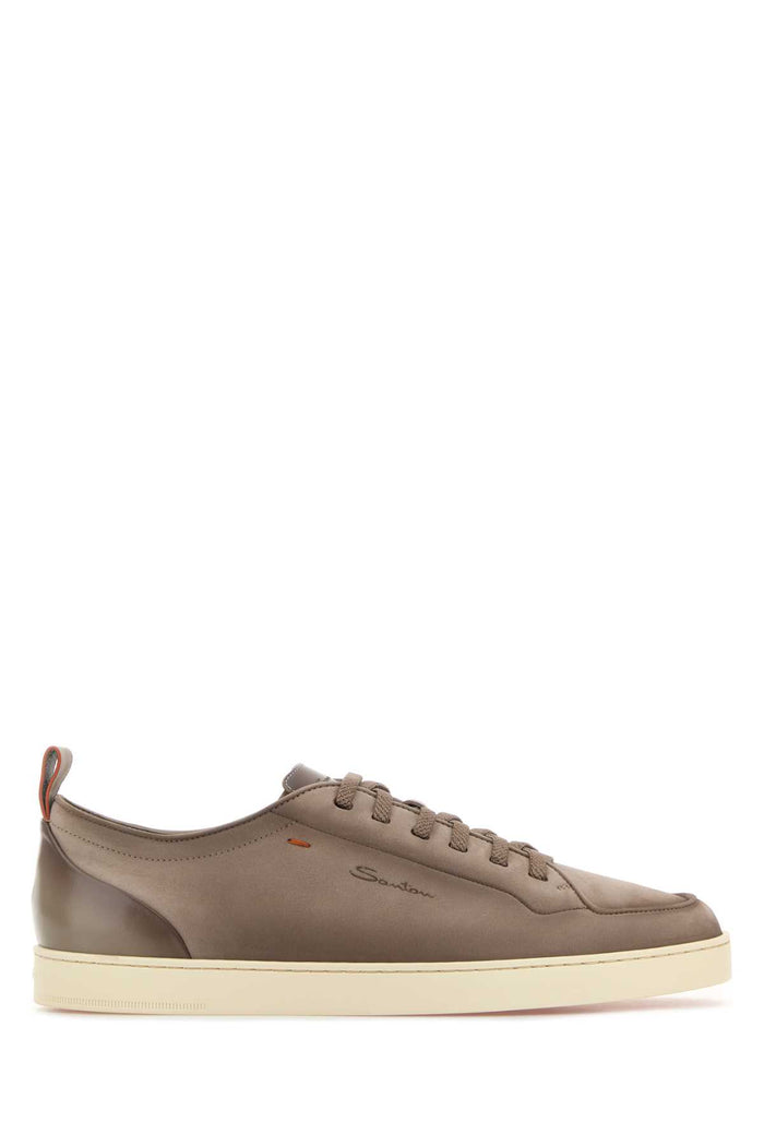 Dove Grey Leather Montecarlo Sneakers Beige