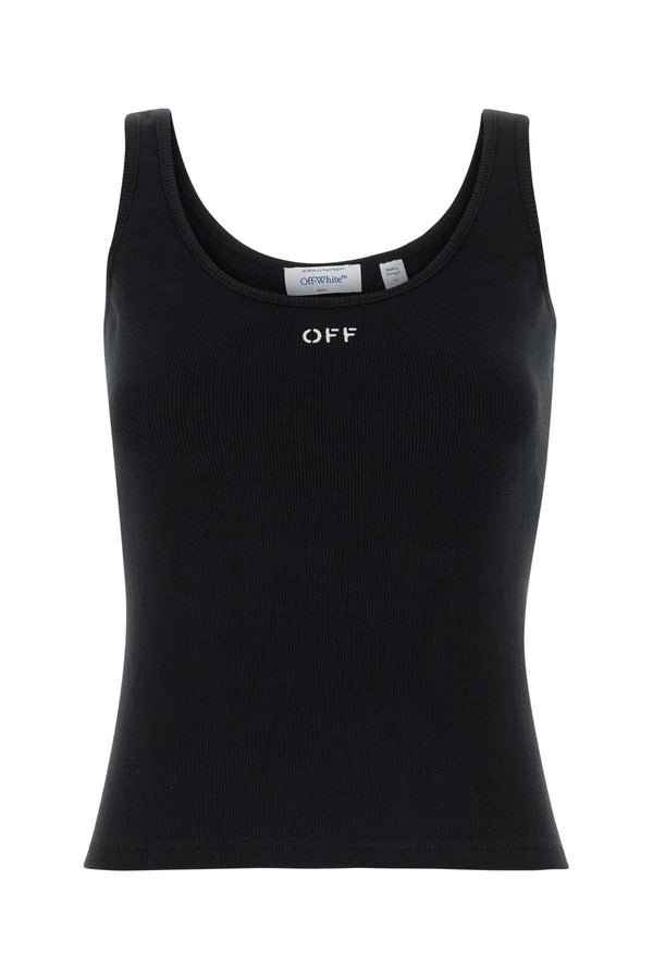 Off-White 97% Cotton tank top in black