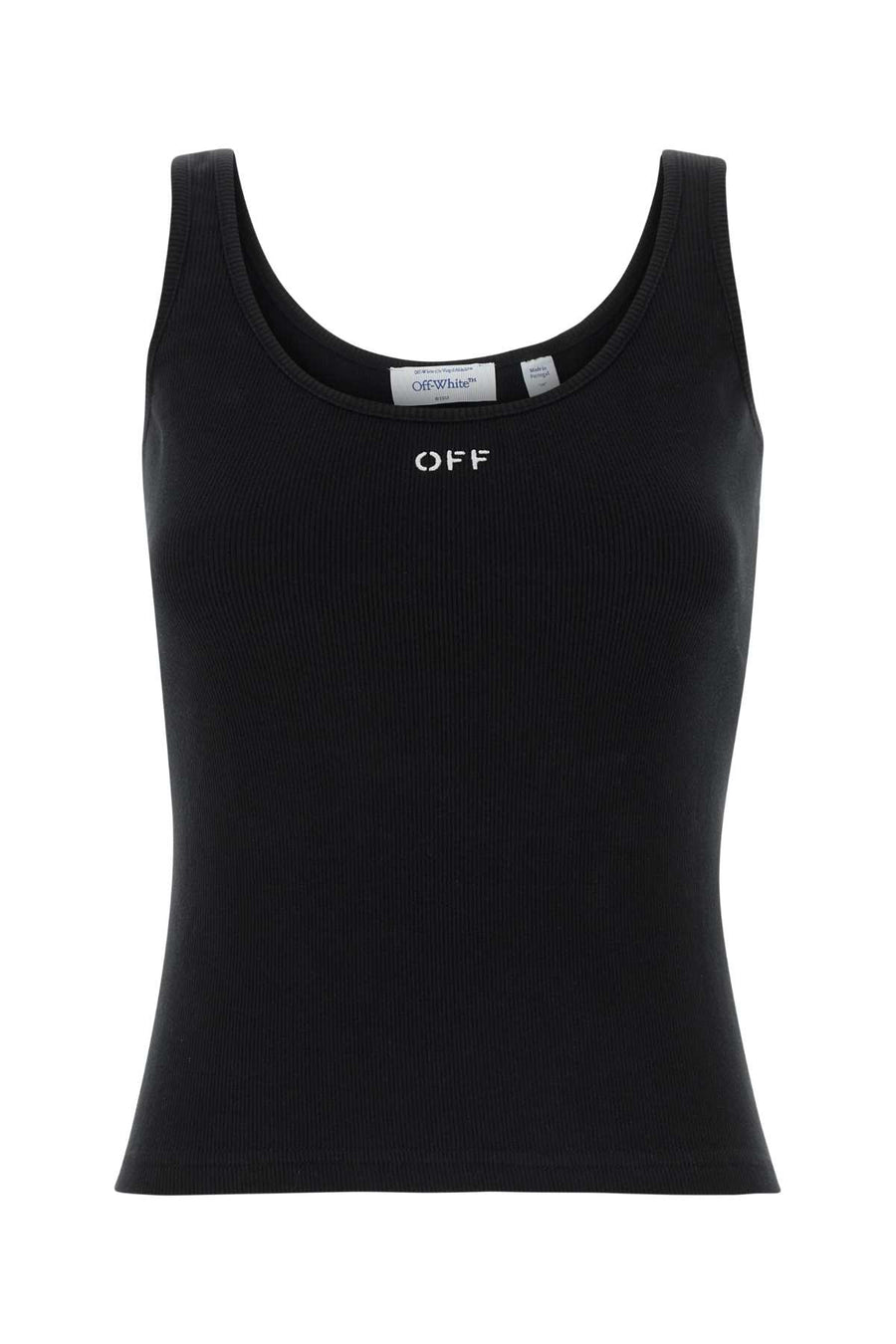 Off-White 97% Cotton tank top in black