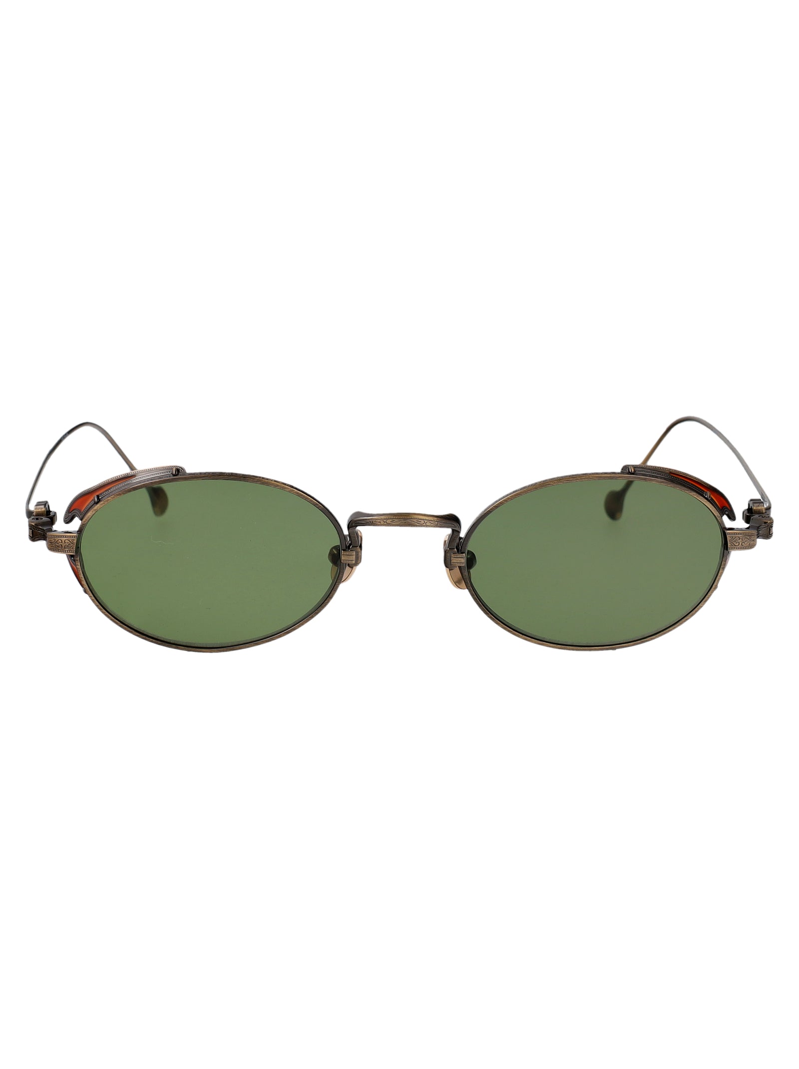 Antique Gold Sage Green Metal Sunglasses