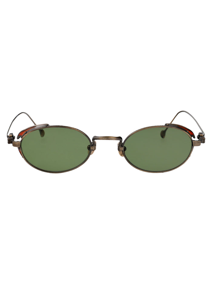 Antique Gold Sage Green Metal Sunglasses