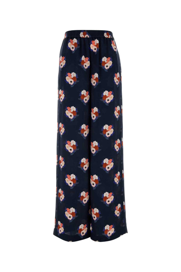 Fendi Bouquet 100% Silk trouser in navy