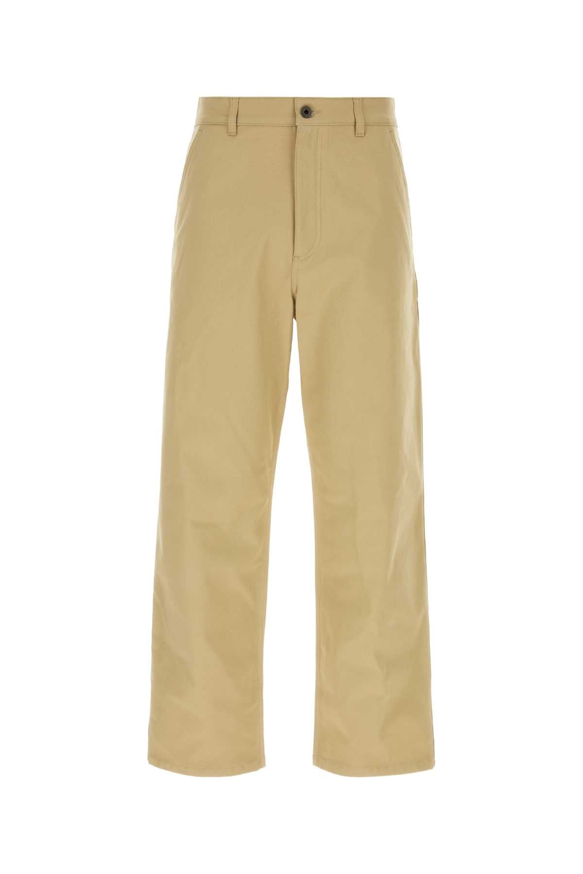 Beige Stretch Cotton Pant Exterior: Elastane Pantaloni
