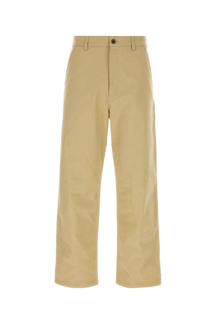 Beige Stretch Cotton Pant Exterior: Elastane Pantaloni