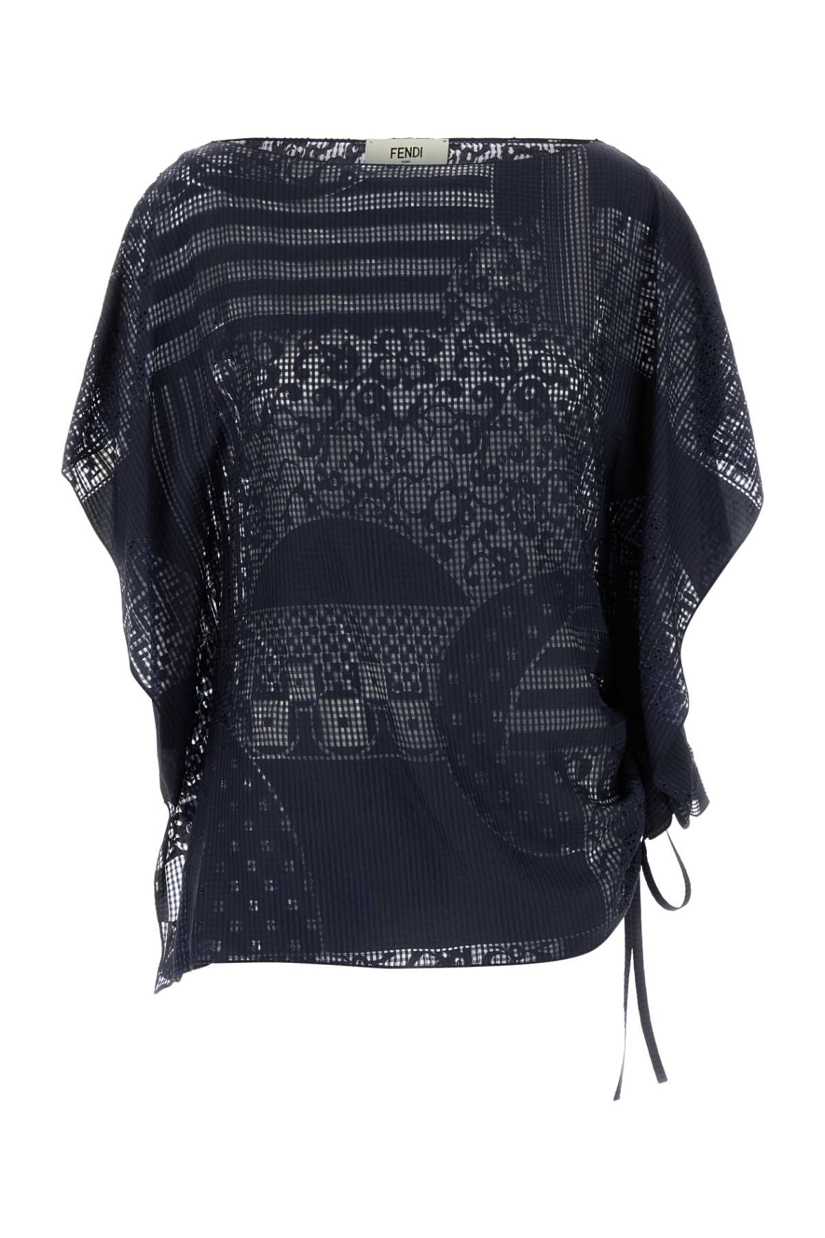 Navy Blue Viscose Blend Top Blu Exterior: Silk Maglie