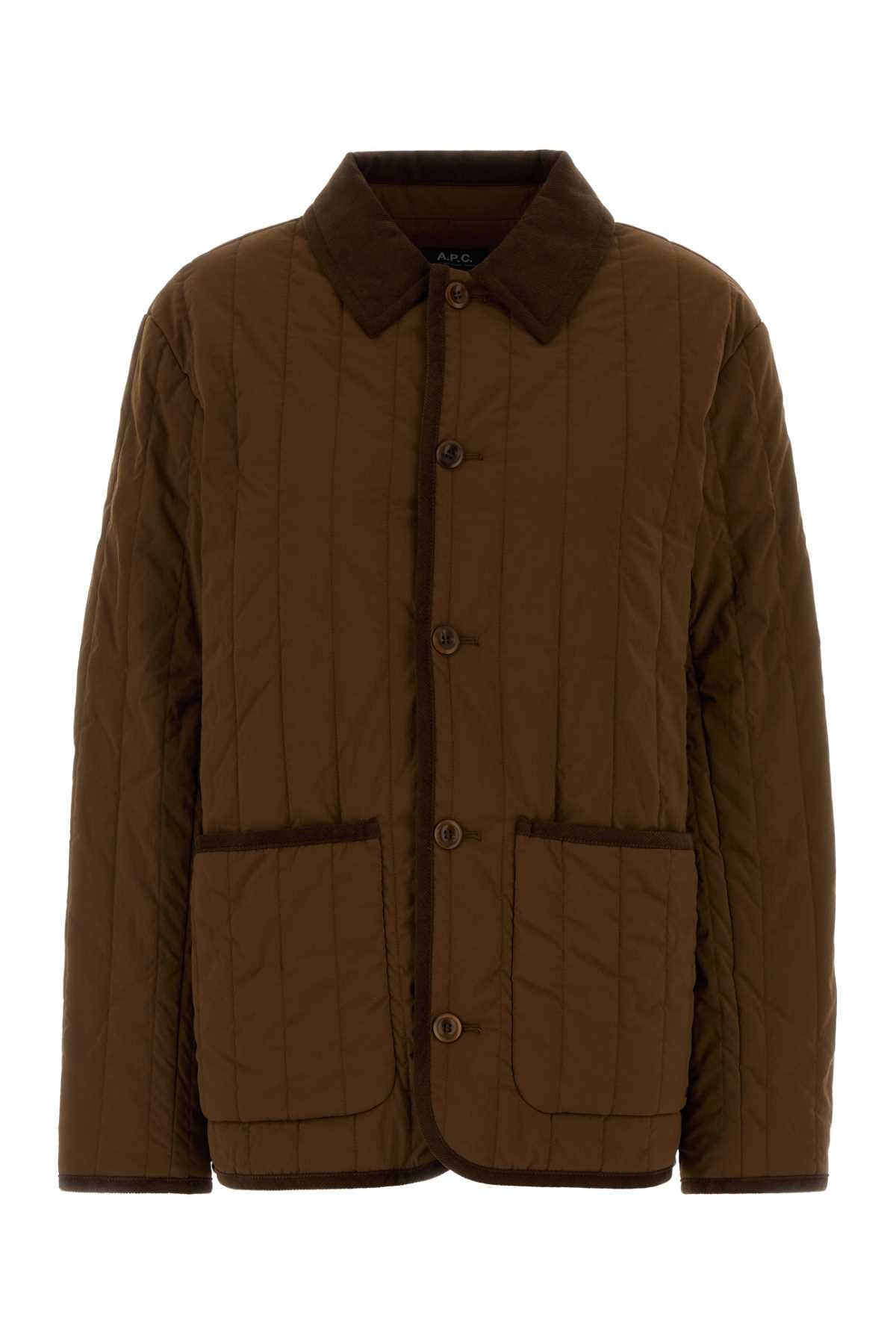 Brown Stretch Nylon Leone Jacket Giubbini