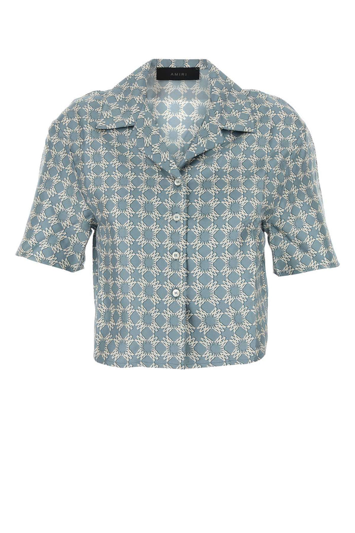 Printed Silk Shirt Dustyblue Exteiror: Camicie