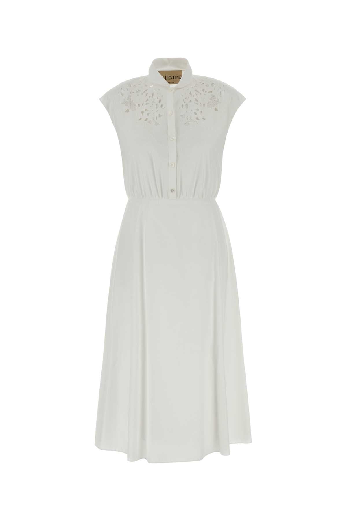 White Poplin Dress Bianco Cotton Abiti