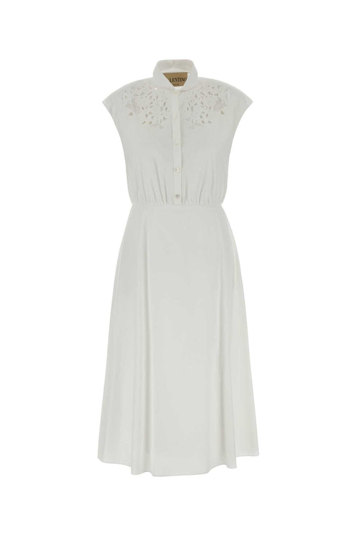White Poplin Dress Bianco Cotton Abiti