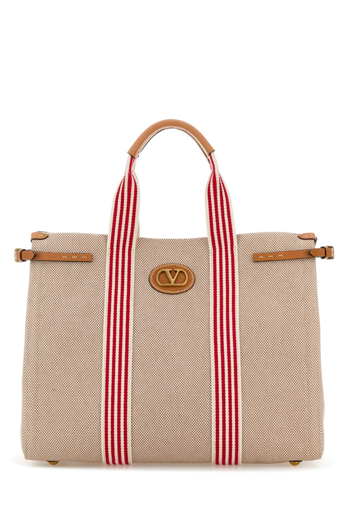 Two-Tone Canvas Antibes Shopping Bag Naturaletobaccobiancorossonaturalca Borse A Mano