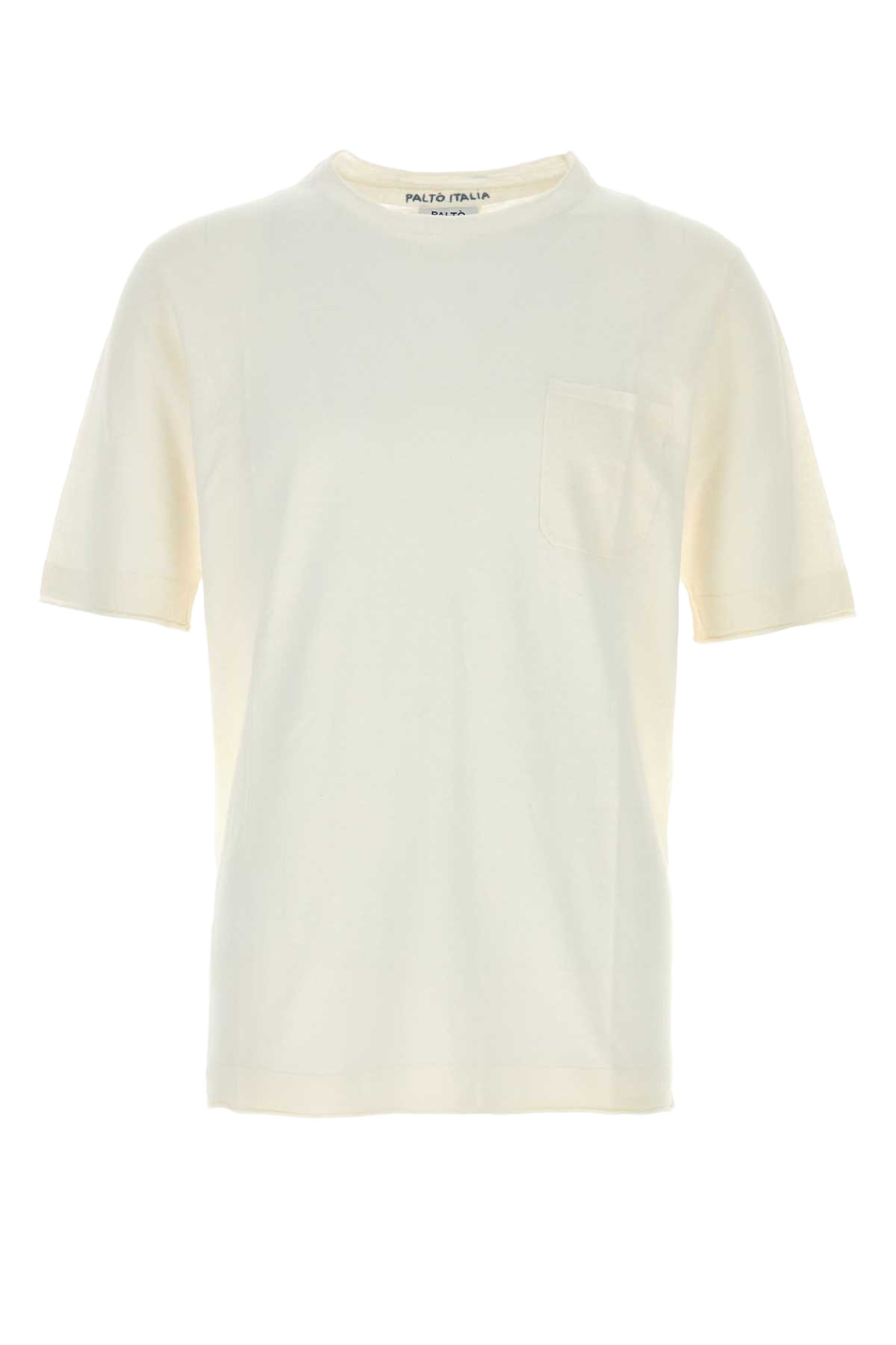 Ivory Knit T-Shirt Bianco Exterior: Linen Cotton