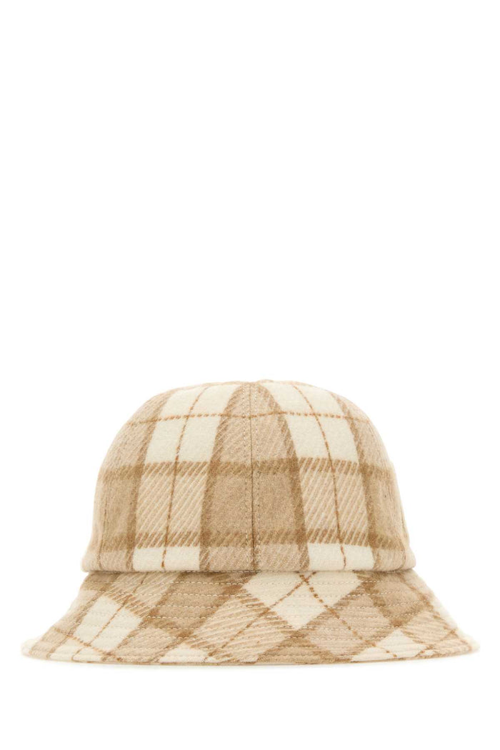 Embroidered Wool Blend Franz Bucket Hat Creamcheck Cappelli E Fasce Per Capelli