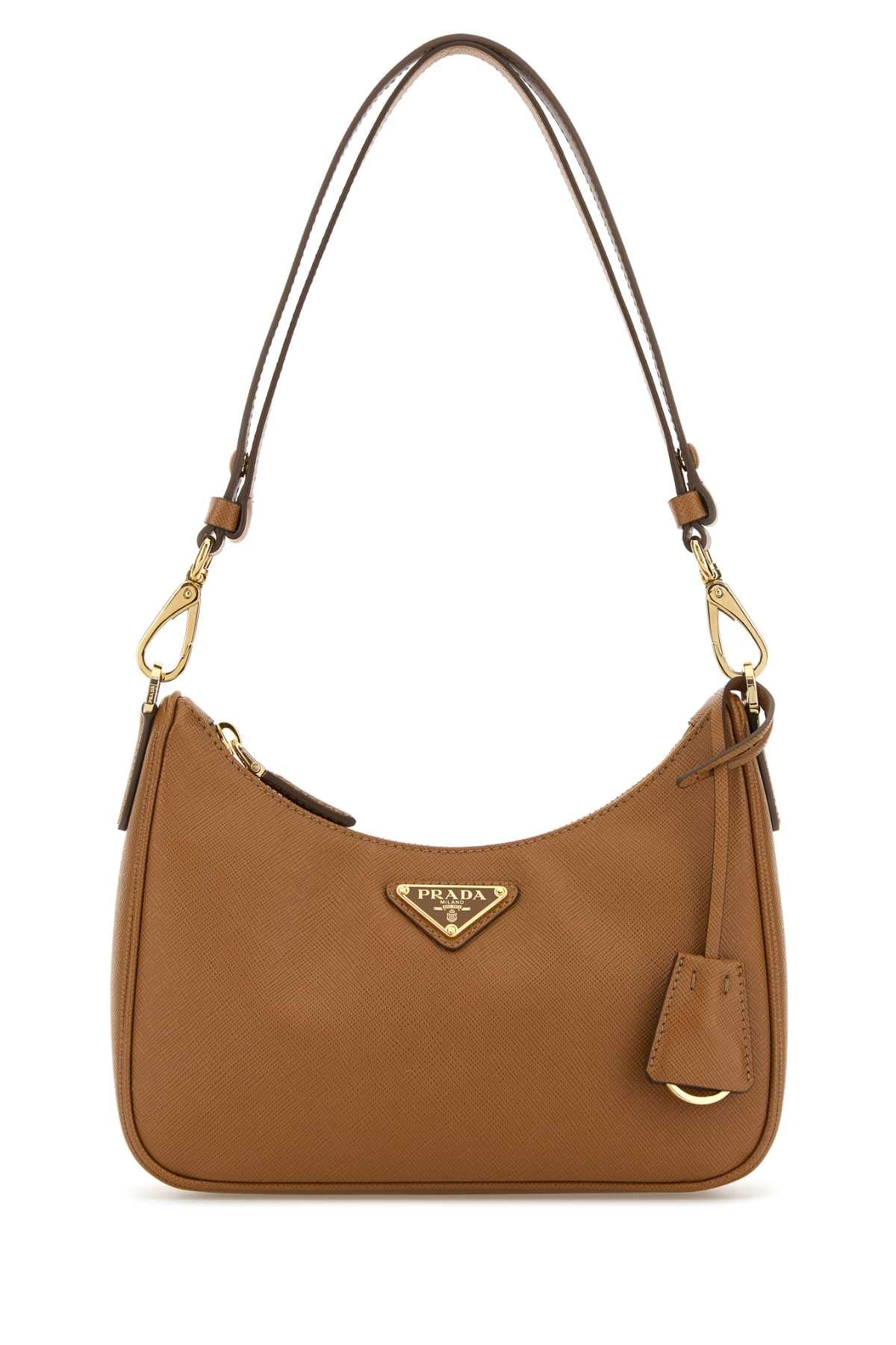 Caramel Leather Mini Prada Re-Edition Shoulder Bag 0 1 Borse A Mano