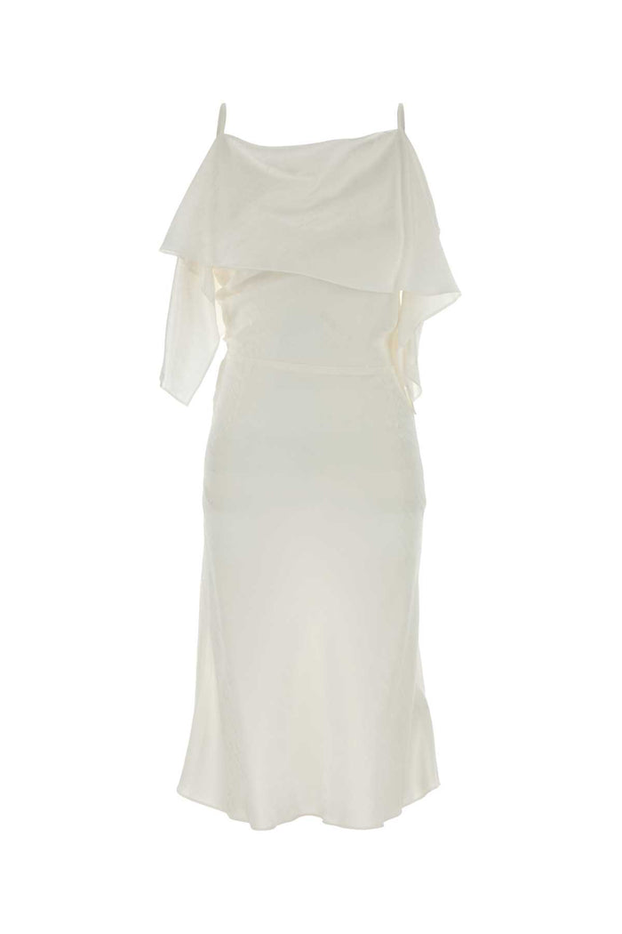 White Satin Dress Offwhite Exterior: Acetate Viscose Abiti