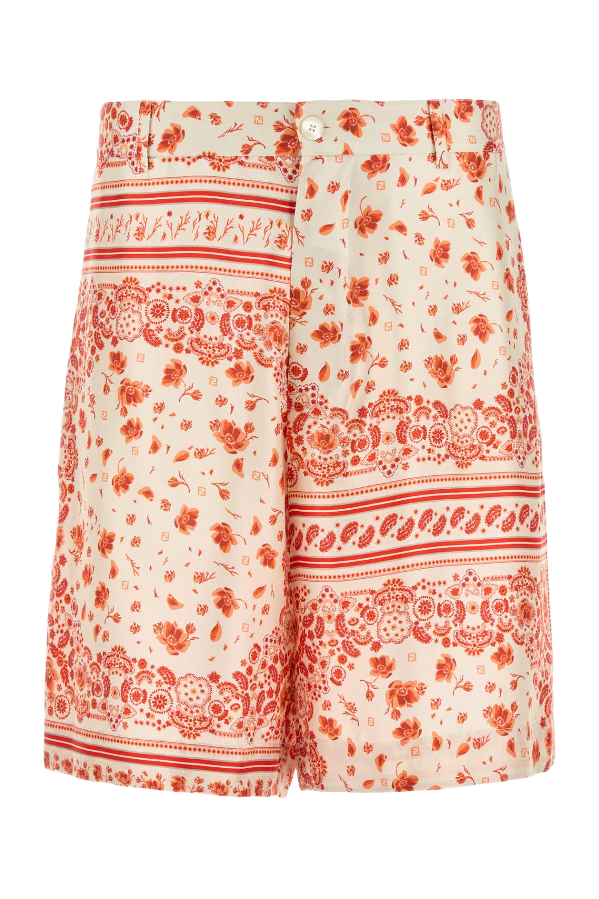 Printed Silk Bermuda Shorts Coral Exterior