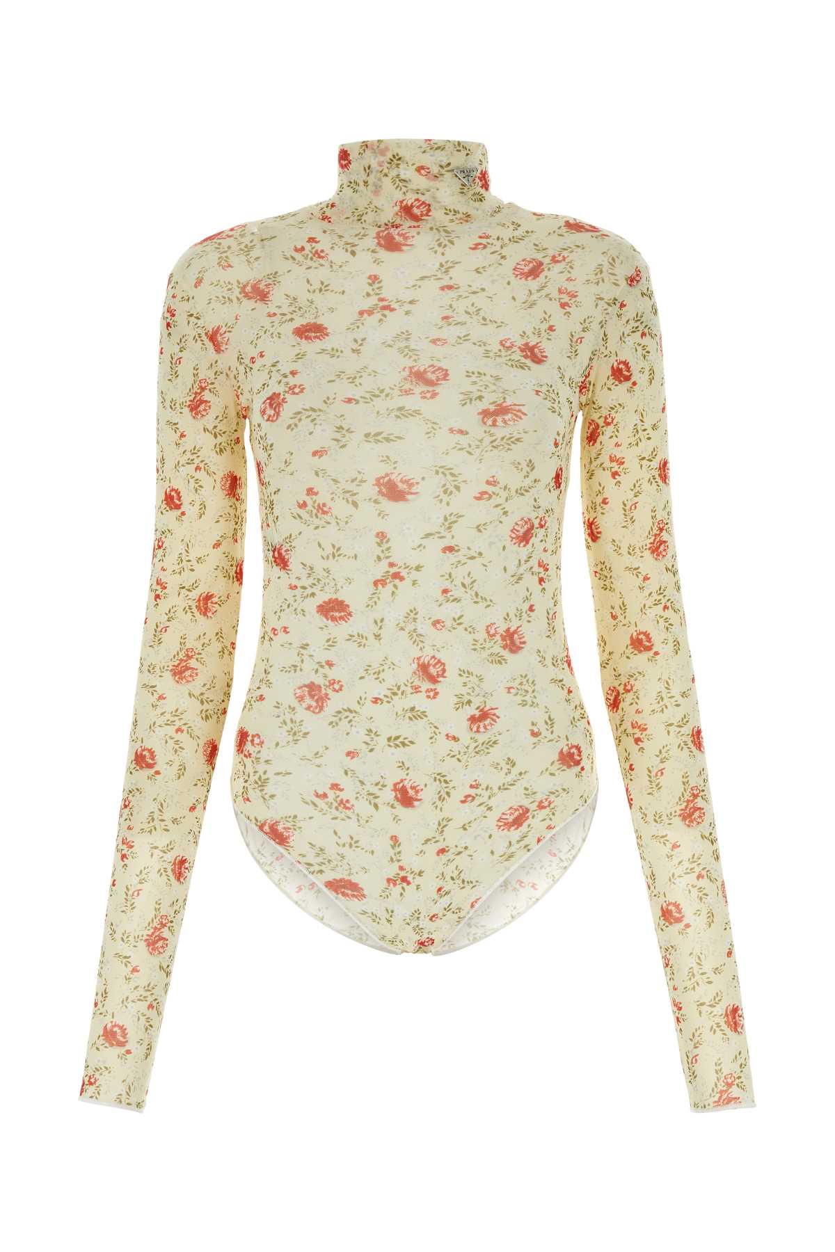 Printed Nylon Bodysuit Rosso Maglie