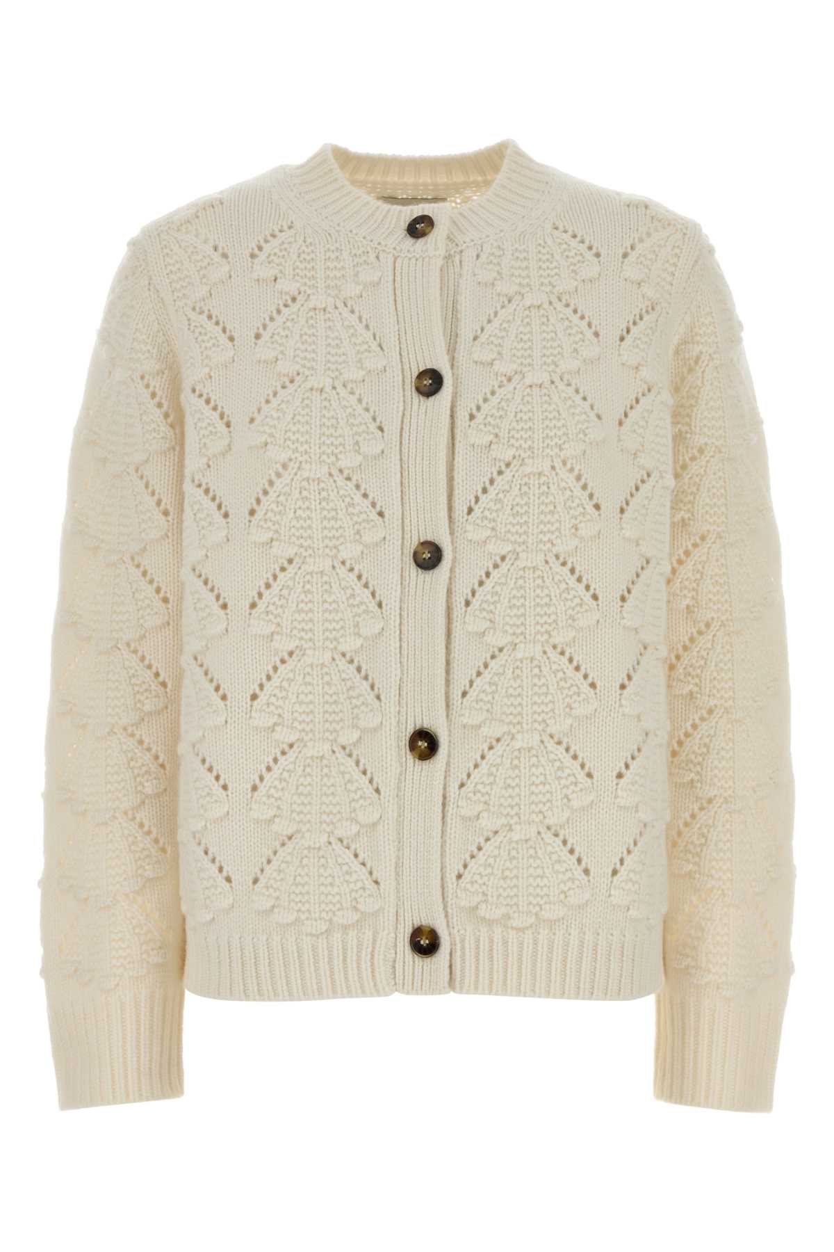 Embroidered Cashmere Bach Cardigan Ivory Exterior: Maglieria