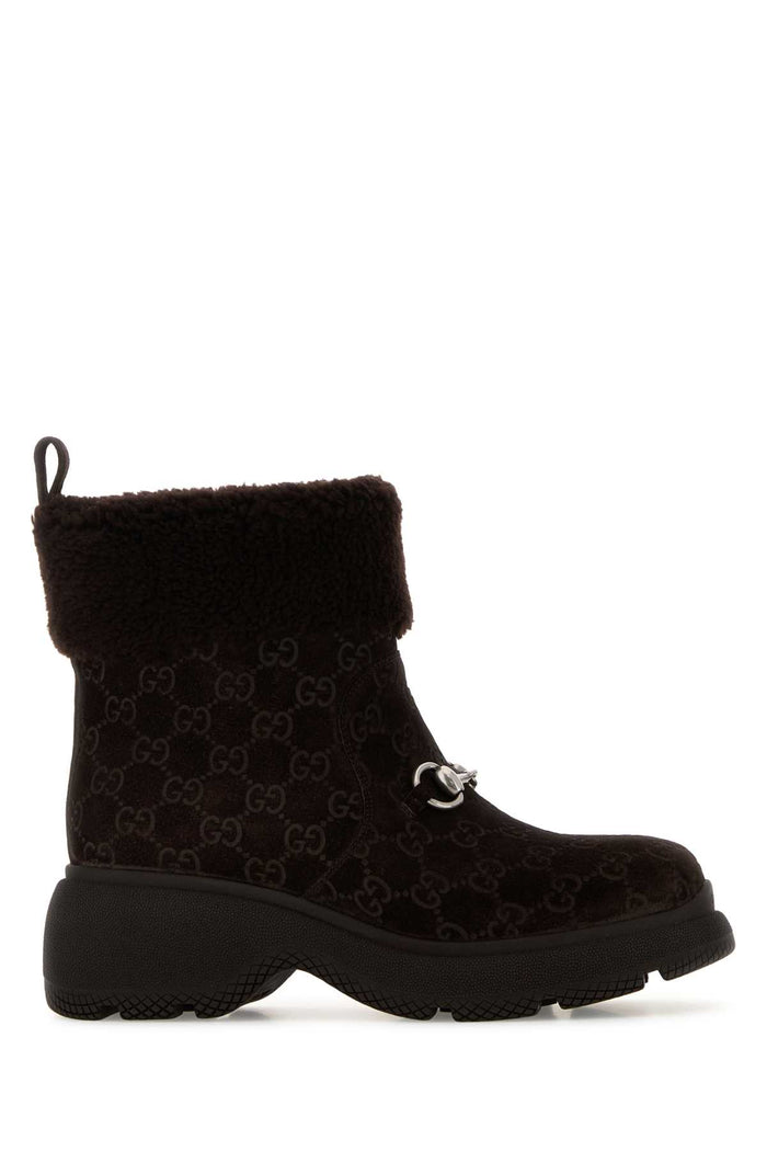Dark Brown Suede Ankle Boots Stivali