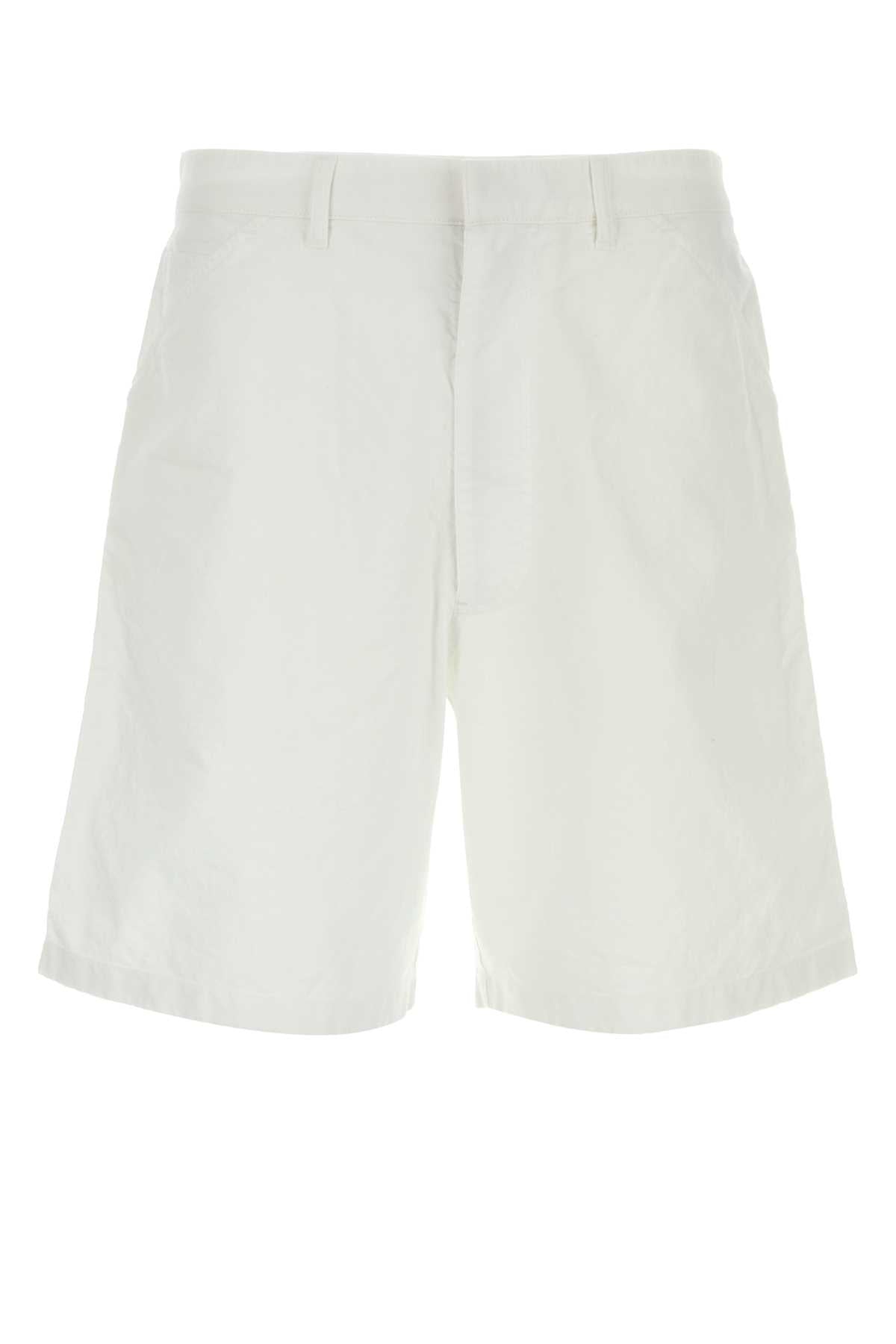 White Oxford Bermuda Shorts Bianco Exterior: Cotton