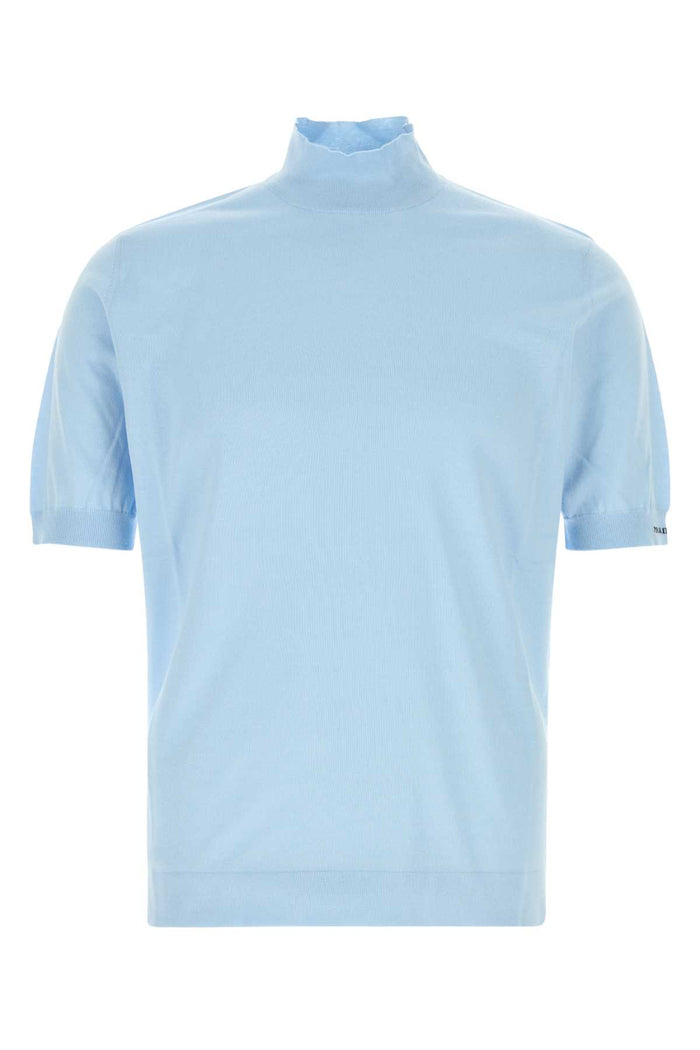 Light Blue Cotton Sweater Cielo Exterior: Maglieria