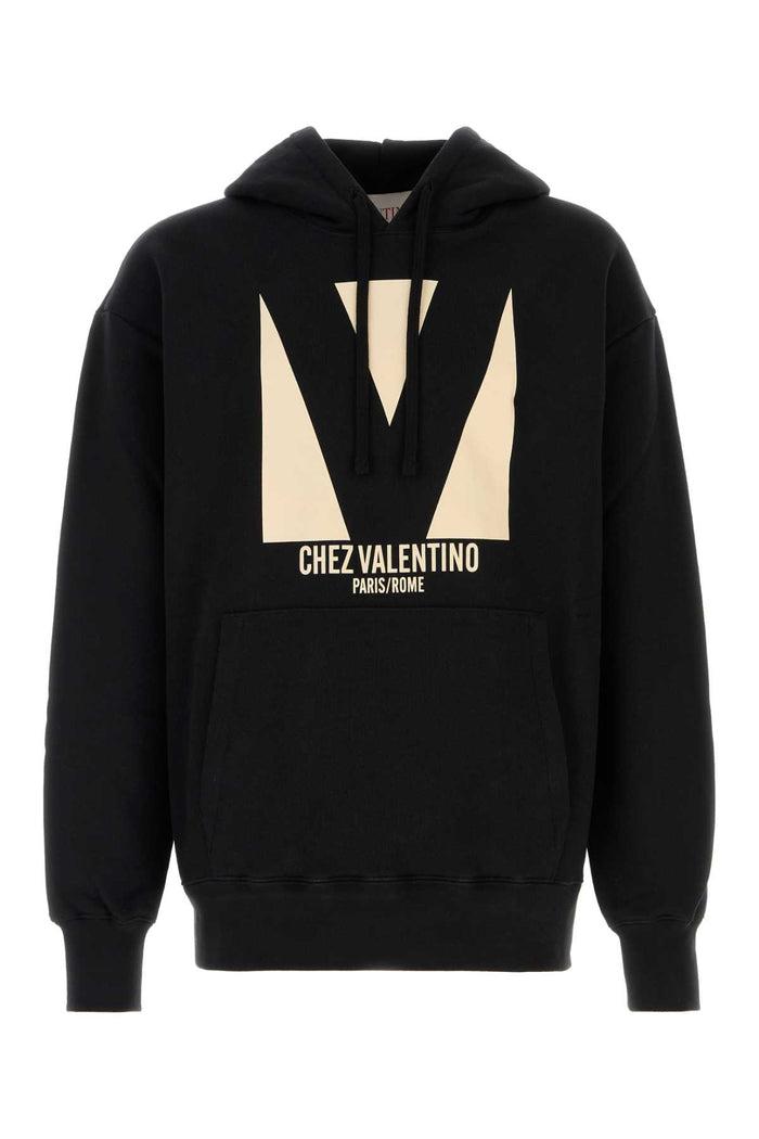 Black Cotton Sweatshirt Nero Exterior: Felpe