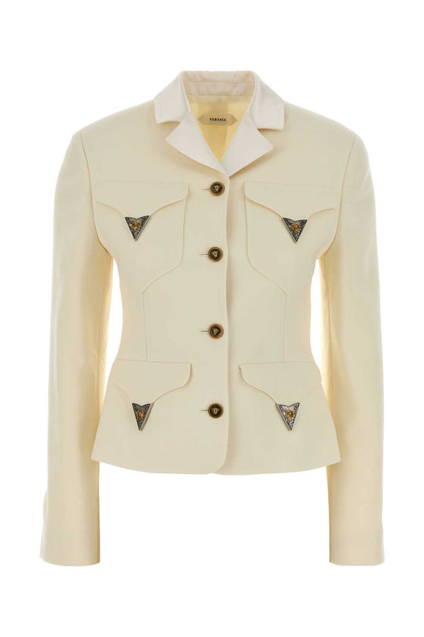 Versace Exterior: 98% Virgin wool 2% Elastane; Lining: 100% Viscose blazer in beige