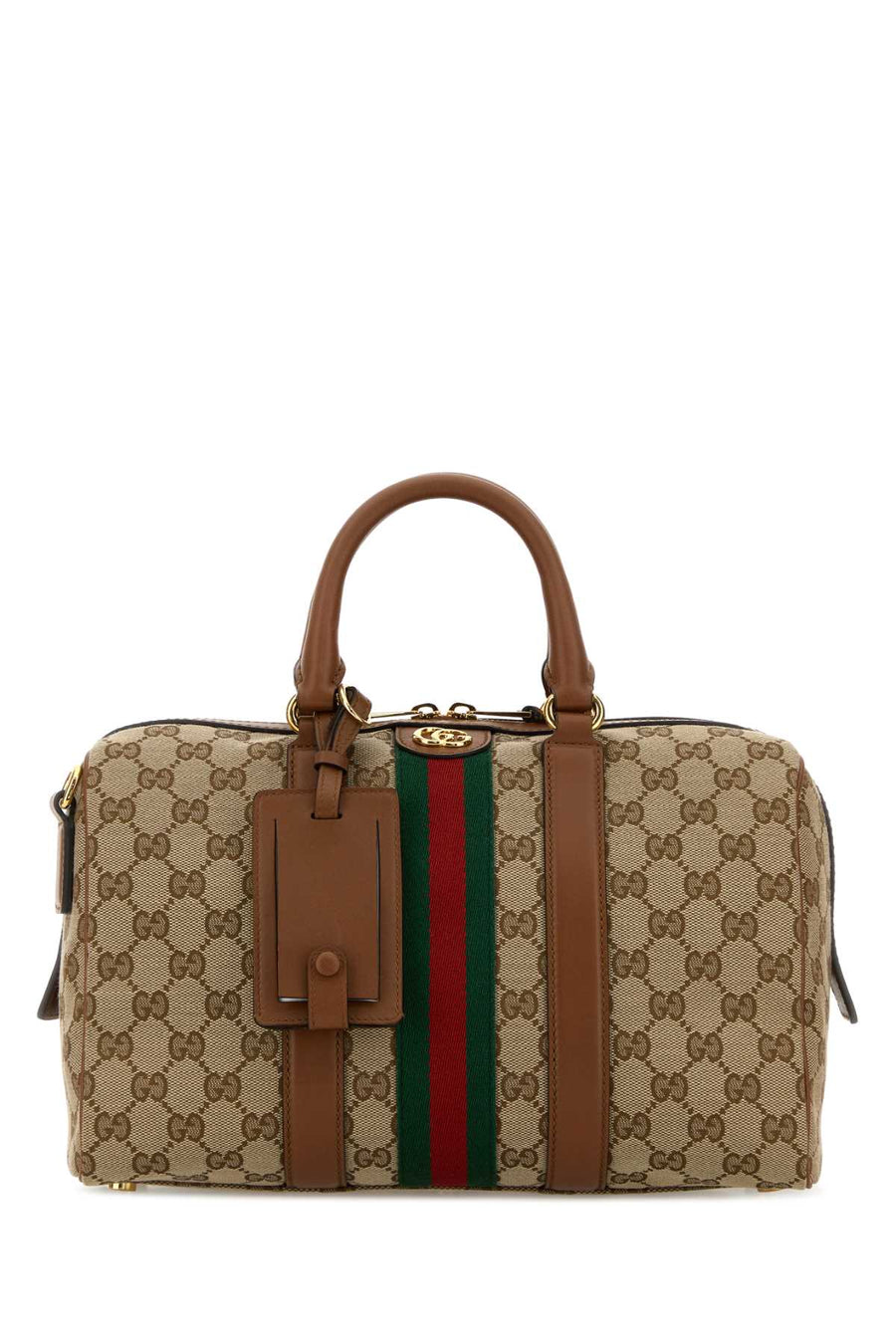 Gucci With Exterior: 100% Fabric; Lining: 100% Fabric; Finishing: Golden metal top handle bag in beige