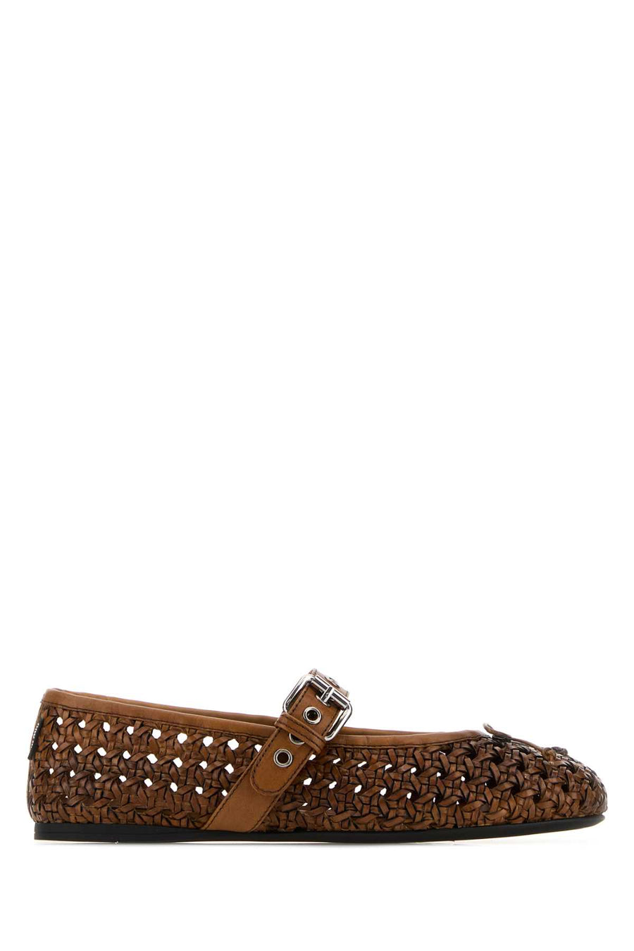 Miu Miu Exterior: 100% Calf ballerina flat in brown