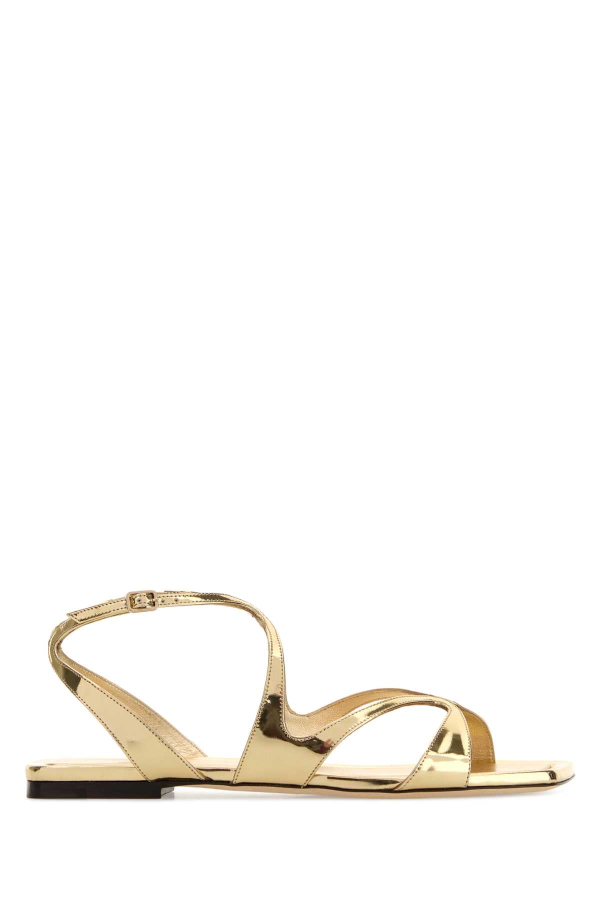 Aylaflatqui Gold Leather Salpa Metal Sandali